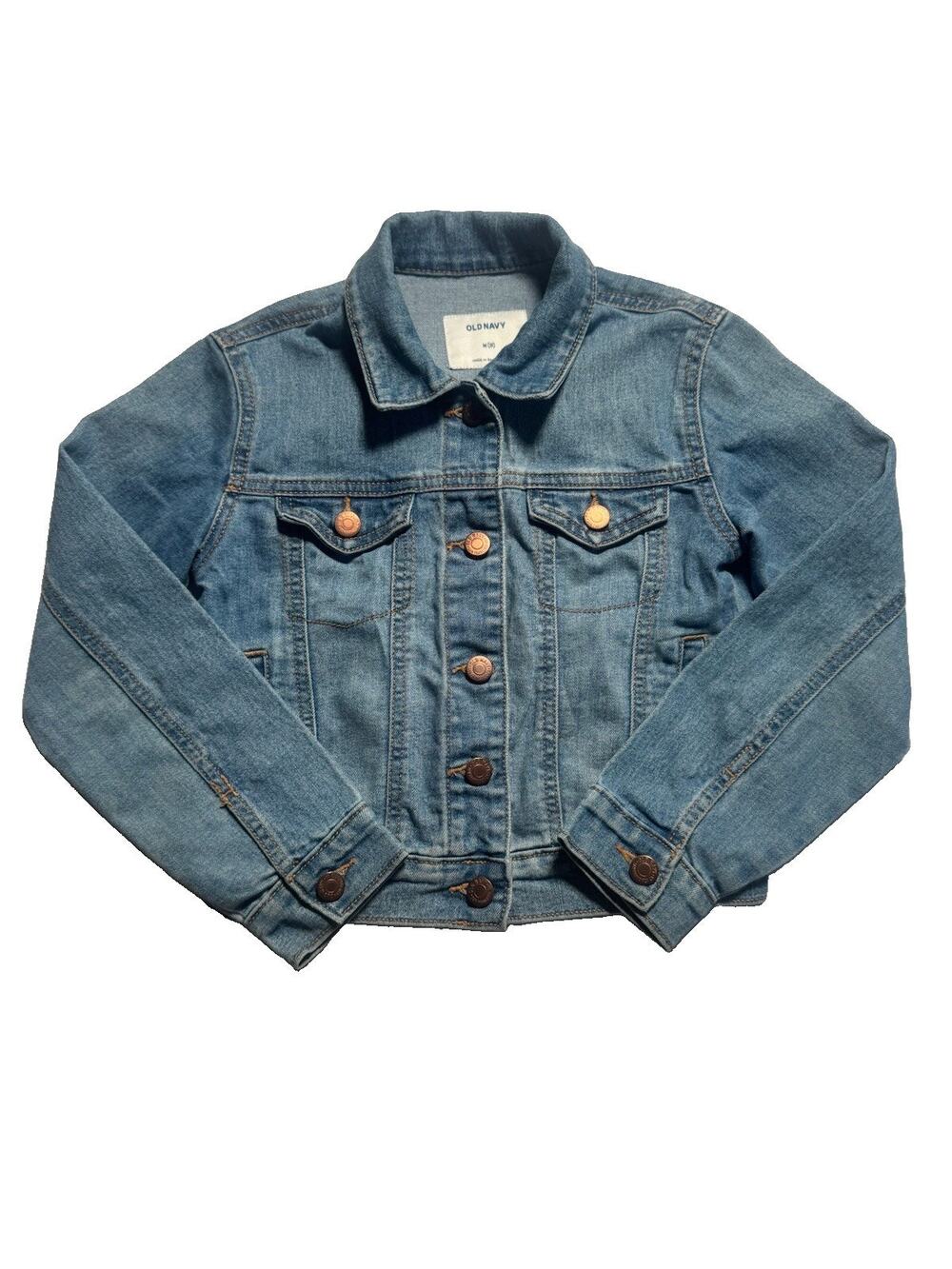 Old Navy Girls Denim Jacket Light Wash Stretch Button Front Size M 8